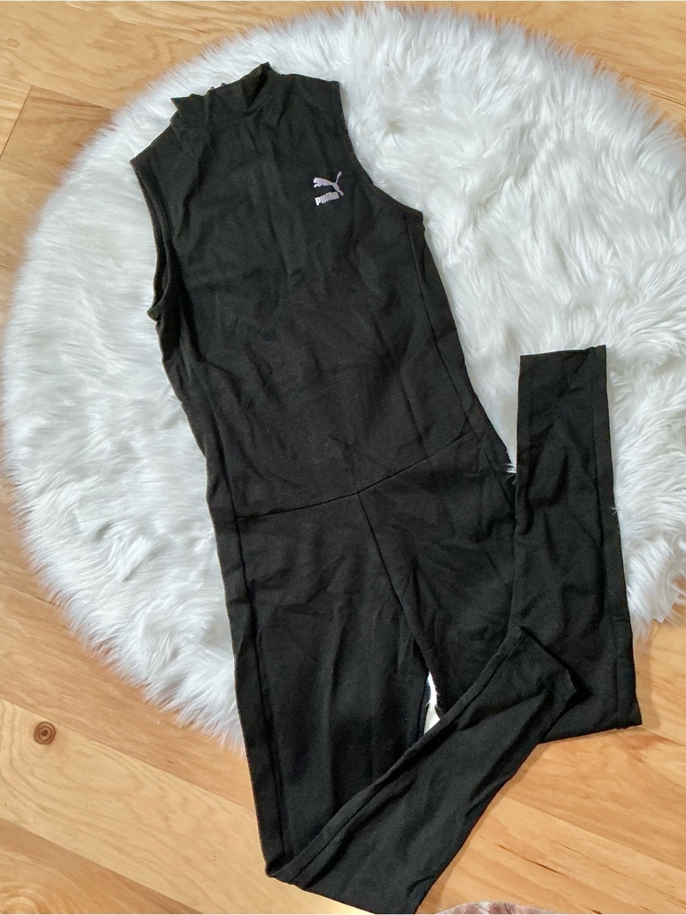 NWT Puma Black Sleeveless Mock Neck Jumpsuit Size Large